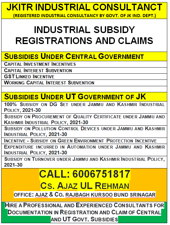 CENTRAL SUBSIDIES REGISTRATIONS NCSS/ MSME