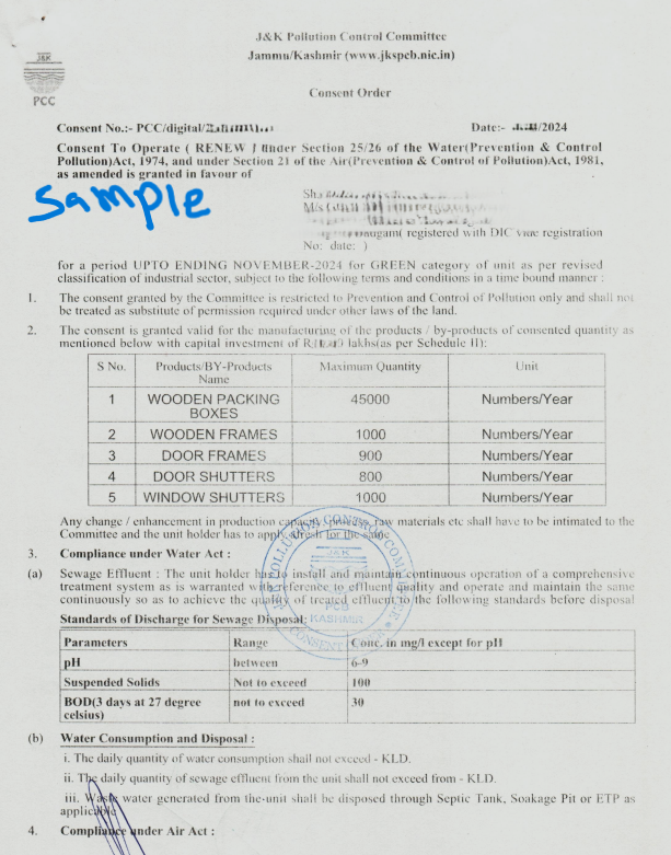 POLLUTION CONTROL BOARD PROJECT REPORTS AND ONLINE APPLICATIONS FOR NOC
